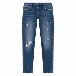 Current/Elliott The Easy Stiletto Distressed Jeans In Love Destroy Blue 26 30X28